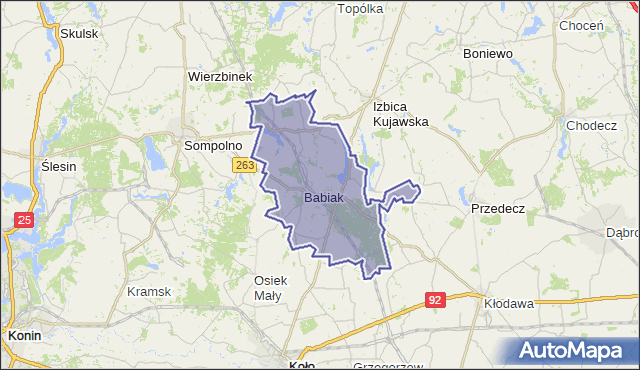 gmina Babiak - powiat kolski na mapie Targeo