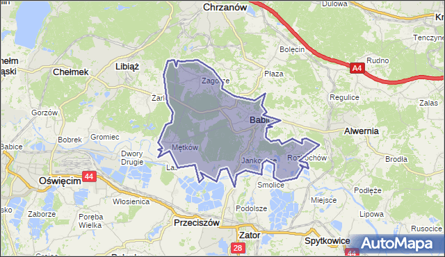 gmina Babice - powiat chrzanowski na mapie Targeo