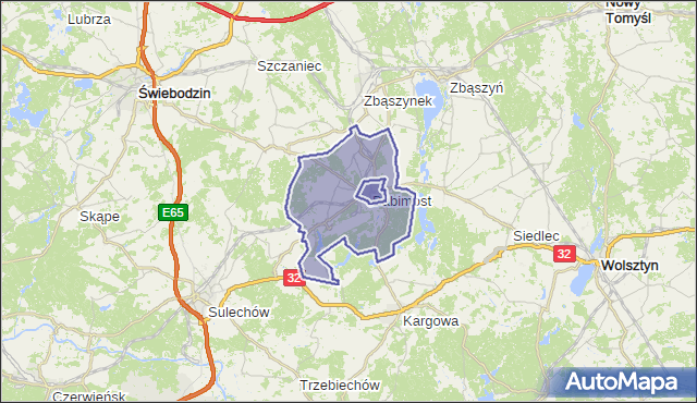gmina Babimost - powiat zielonogórski na mapie Targeo