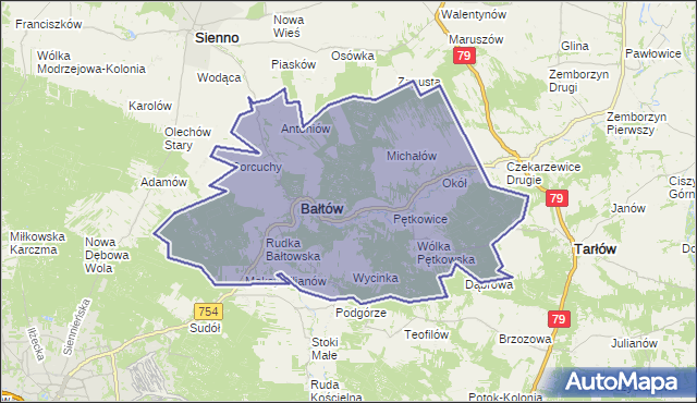 gmina Bałtów - powiat ostrowiecki na mapie Targeo