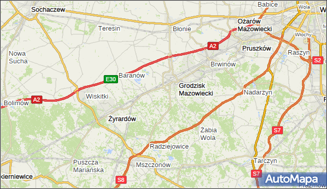 gmina Baranów - powiat grodziski na mapie Targeo