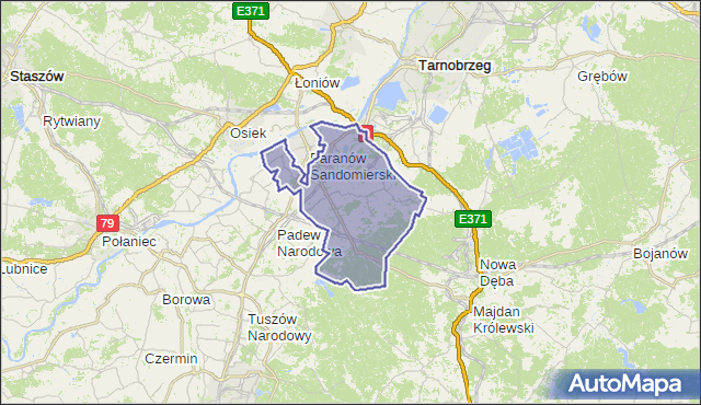 gmina Baranów Sandomierski - powiat tarnobrzeski na mapie Targeo