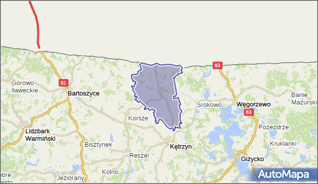 gmina Barciany - powiat kętrzyński na mapie Targeo
