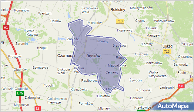 gmina Będków - powiat tomaszowski na mapie Targeo