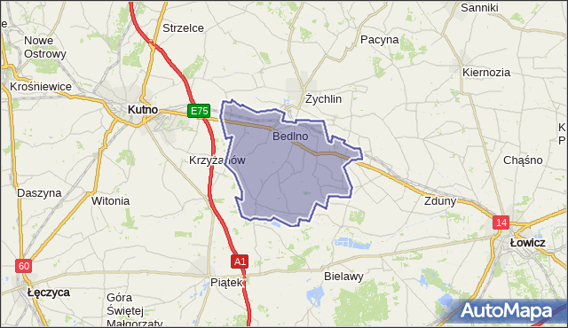 gmina Bedlno - powiat kutnowski na mapie Targeo