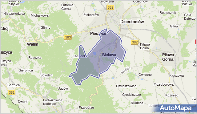 gmina Bielawa - powiat dzierżoniowski na mapie Targeo