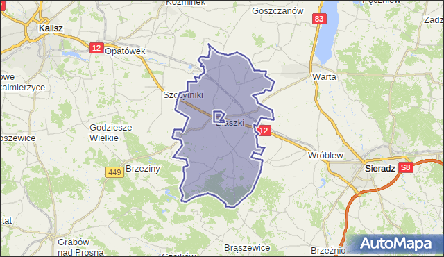 gmina Błaszki - powiat sieradzki na mapie Targeo