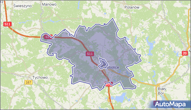 gmina Bobolice - powiat koszaliński na mapie Targeo