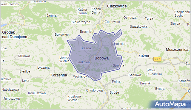 gmina Bobowa - powiat gorlicki na mapie Targeo