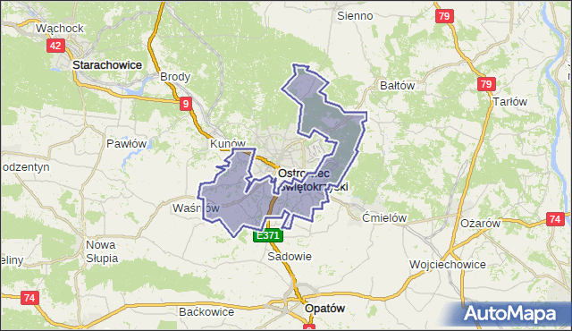 gmina Bodzechów - powiat ostrowiecki na mapie Targeo