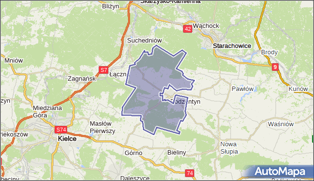 gmina Bodzentyn - powiat kielecki na mapie Targeo
