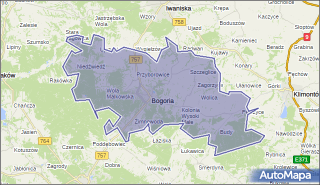 gmina Bogoria - powiat staszowski na mapie Targeo