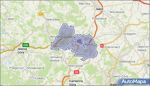 gmina Bolków - powiat jaworski na mapie Targeo