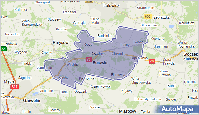 gmina Borowie - powiat garwoliński na mapie Targeo