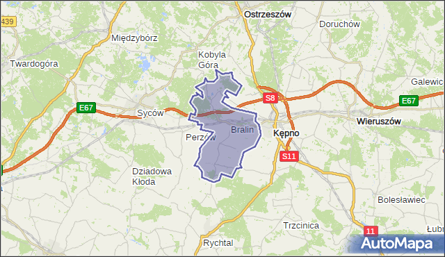 gmina Bralin - powiat kępiński na mapie Targeo