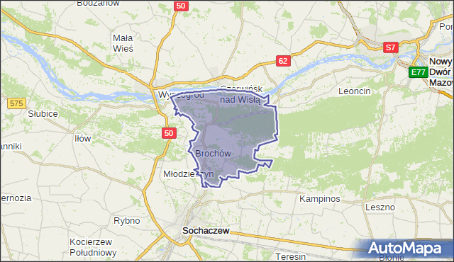 gmina Brochów - powiat sochaczewski na mapie Targeo