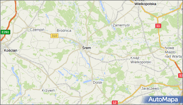 gmina Brodnica - powiat śremski na mapie Targeo