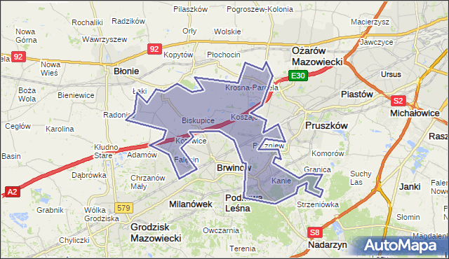 gmina Brwinów - powiat pruszkowski na mapie Targeo