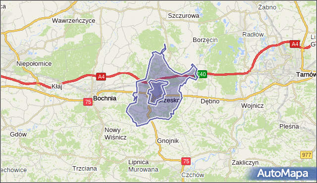 gmina Brzesko - powiat brzeski na mapie Targeo