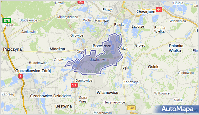gmina Brzeszcze - powiat oświęcimski na mapie Targeo