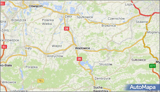 gmina Brzeźnica - powiat wadowicki na mapie Targeo