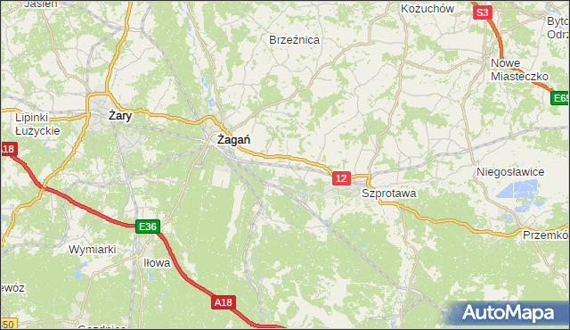 gmina Brzeźnica - powiat żagański na mapie Targeo