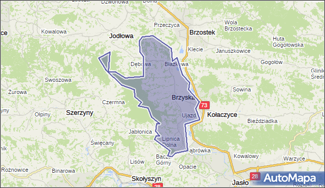 gmina Brzyska - powiat jasielski na mapie Targeo