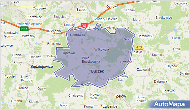 gmina Buczek - powiat łaski na mapie Targeo