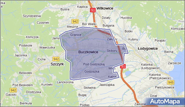 gmina Buczkowice - powiat bielski na mapie Targeo
