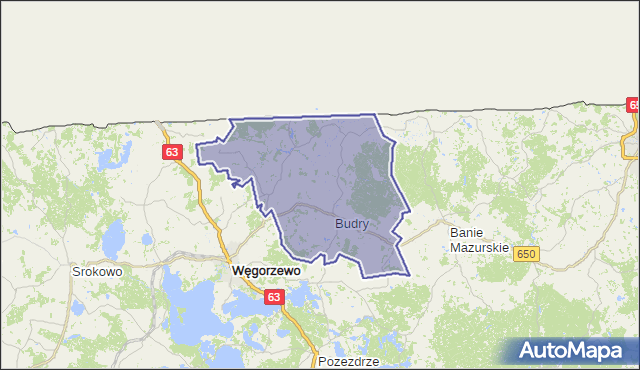 gmina Budry - powiat węgorzewski na mapie Targeo