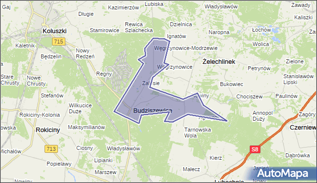 gmina Budziszewice - powiat tomaszowski na mapie Targeo