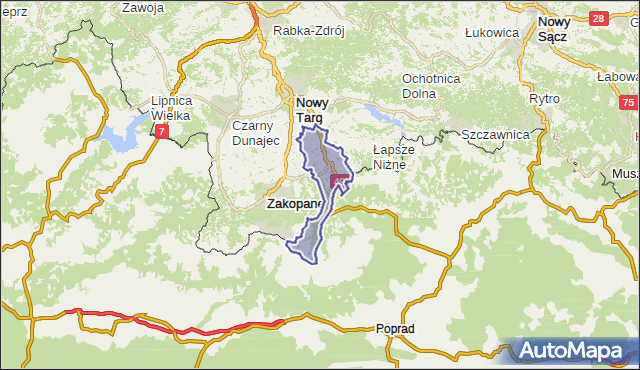 gmina Bukowina Tatrzańska - powiat tatrzański na mapie Targeo