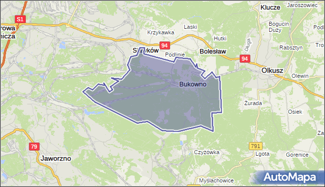 gmina Bukowno - powiat olkuski na mapie Targeo