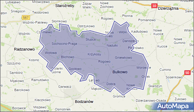 gmina Bulkowo - powiat płocki na mapie Targeo