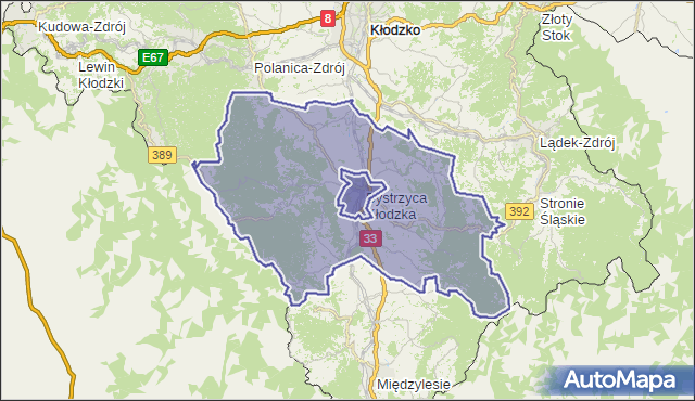 gmina Bystrzyca Kłodzka - powiat kłodzki na mapie Targeo