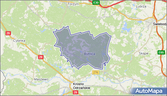 gmina Bytnica - powiat krośnieński na mapie Targeo