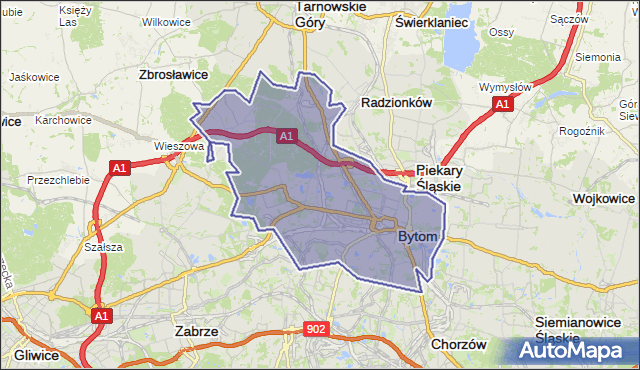 gmina Bytom - powiat Bytom na mapie Targeo