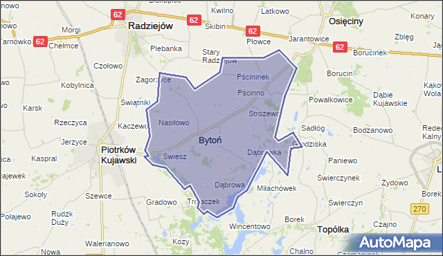 gmina Bytoń - powiat radziejowski na mapie Targeo