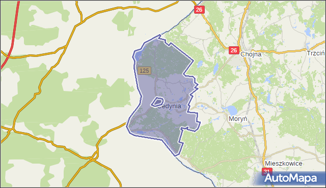 gmina Cedynia - powiat gryfiński na mapie Targeo