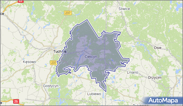 gmina Cekcyn - powiat tucholski na mapie Targeo