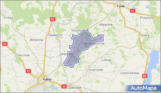 gmina Ceków-Kolonia - powiat kaliski na mapie Targeo