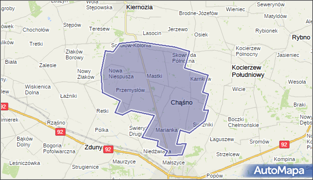 gmina Chąśno - powiat łowicki na mapie Targeo