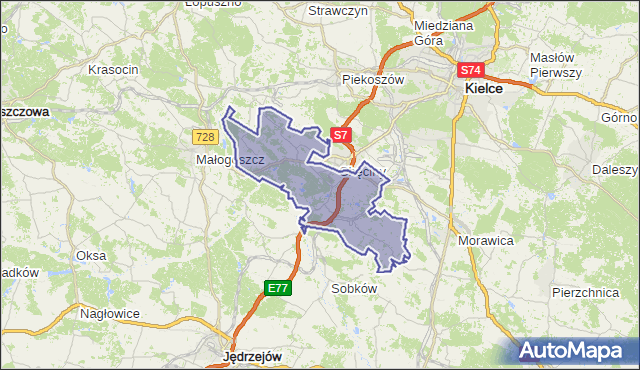 gmina Chęciny - powiat kielecki na mapie Targeo