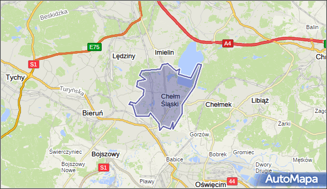 gmina Chełm Śląski - powiat bieruńsko-lędziński na mapie Targeo