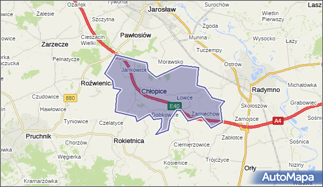 gmina Chłopice - powiat jarosławski na mapie Targeo