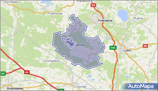 gmina Chocianów - powiat polkowicki na mapie Targeo