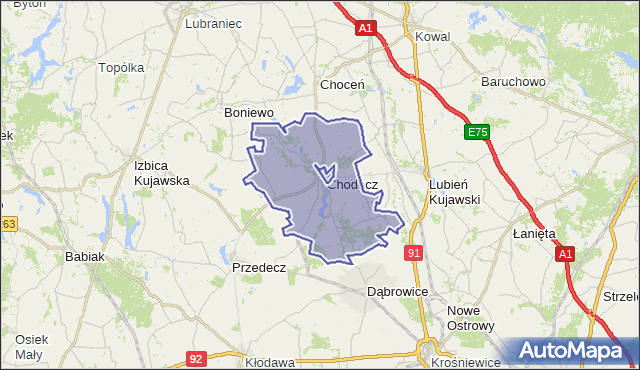 gmina Chodecz - powiat włocławski na mapie Targeo