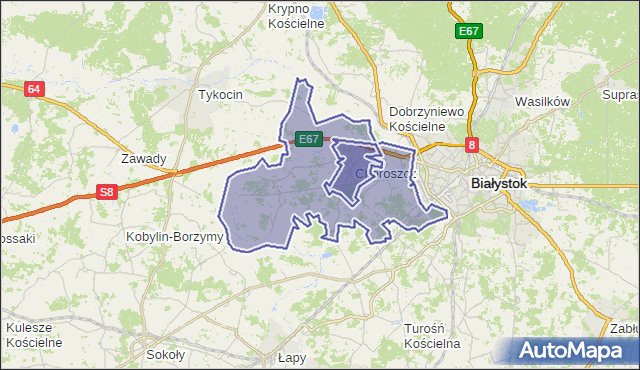 gmina Choroszcz - powiat białostocki na mapie Targeo