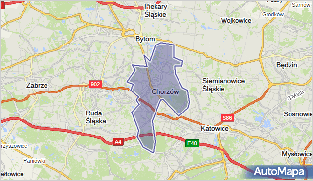gmina Chorzów - powiat Chorzów na mapie Targeo