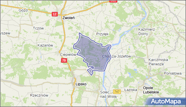 gmina Chotcza - powiat lipski na mapie Targeo
